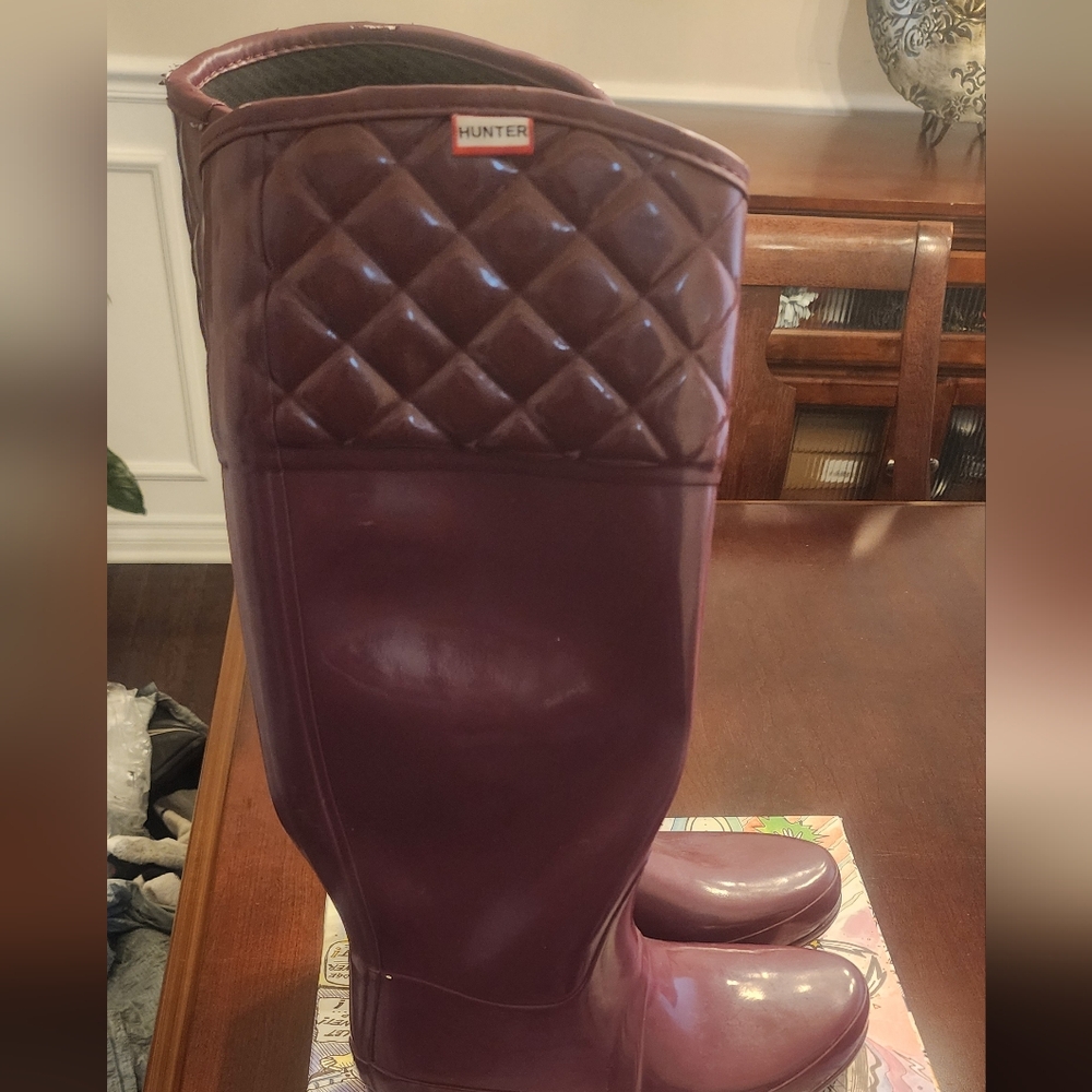 Hunter Quilted Rain Boots - Burgundy